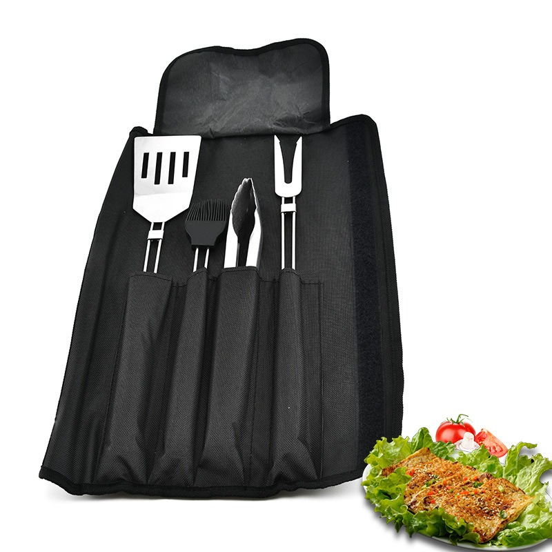 Camping Cooking Set With Bag - 4pcs BBQ Tools Set Barbecue Stainless
