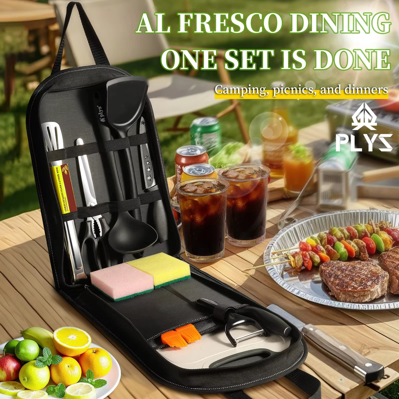 Quechua Camping Cooking Set - Portable outdoor utensils set of 10