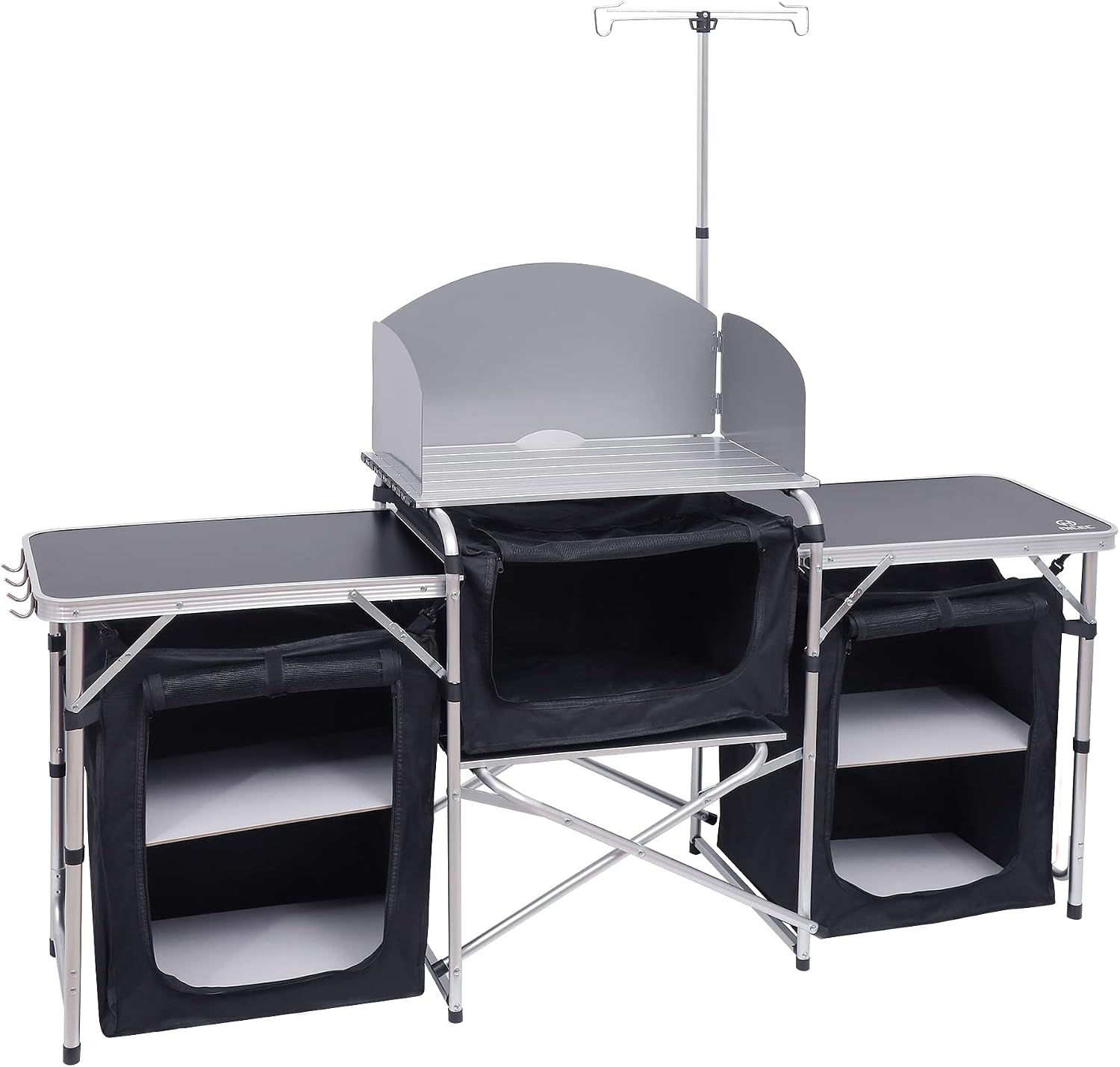 Camping Cooking Table With Windshield - Folding Camping Kitchen Table Cook Station