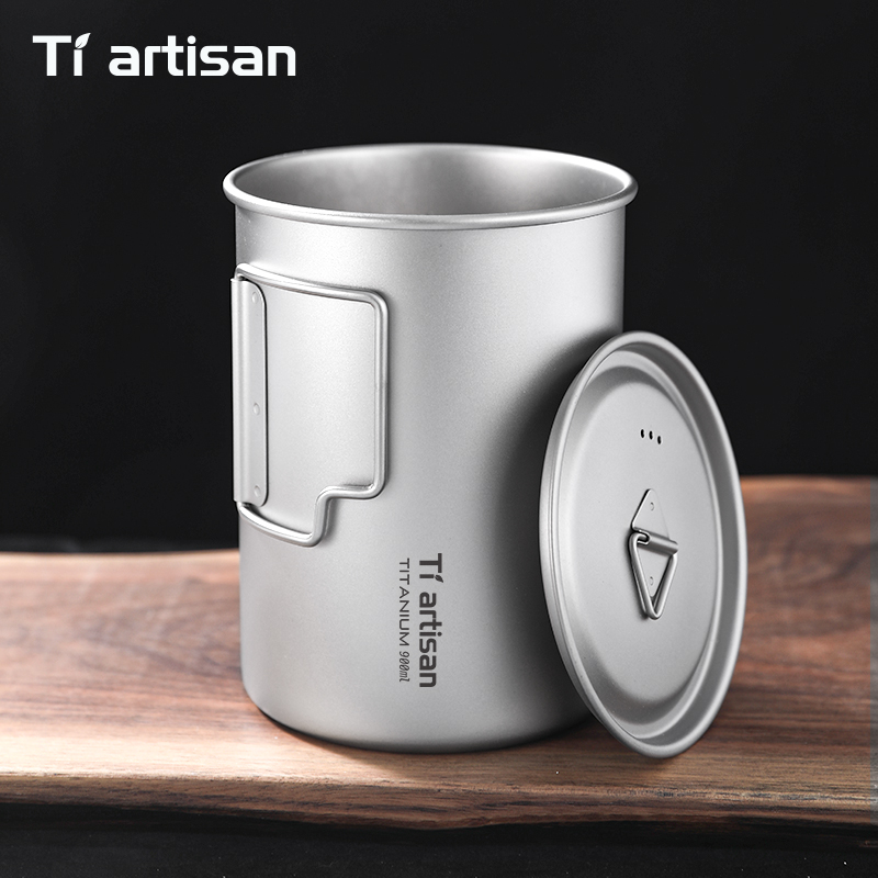 Camping Cooking Lightweight - Tiartisan 750ml/ 900ml Titanium Foldable Handle
