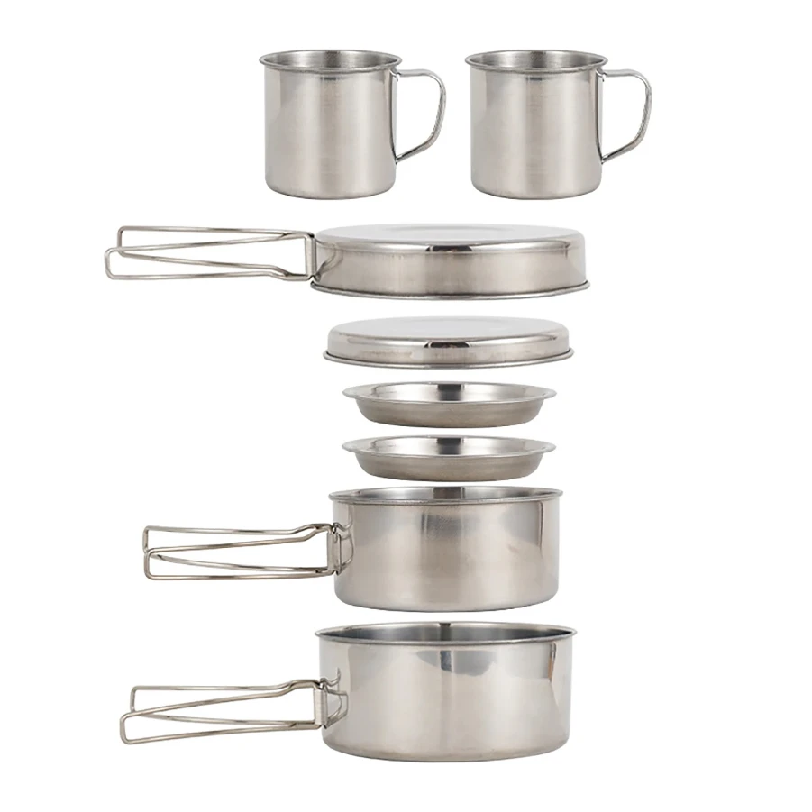 8pcs/Set Camping Cookware Mess - Camping Cooking Set With Bag 评论和价格