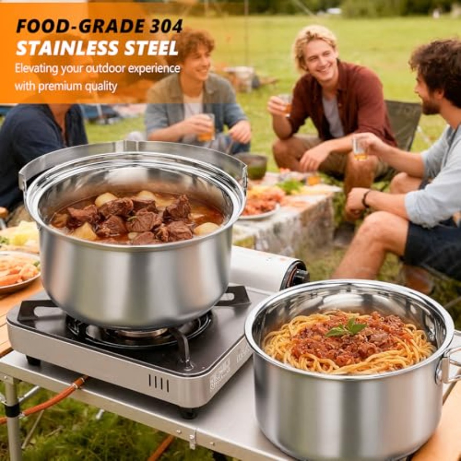 Camping Cookware Set, Lightwei - Camping Cooking Set With Bag 评论和价格