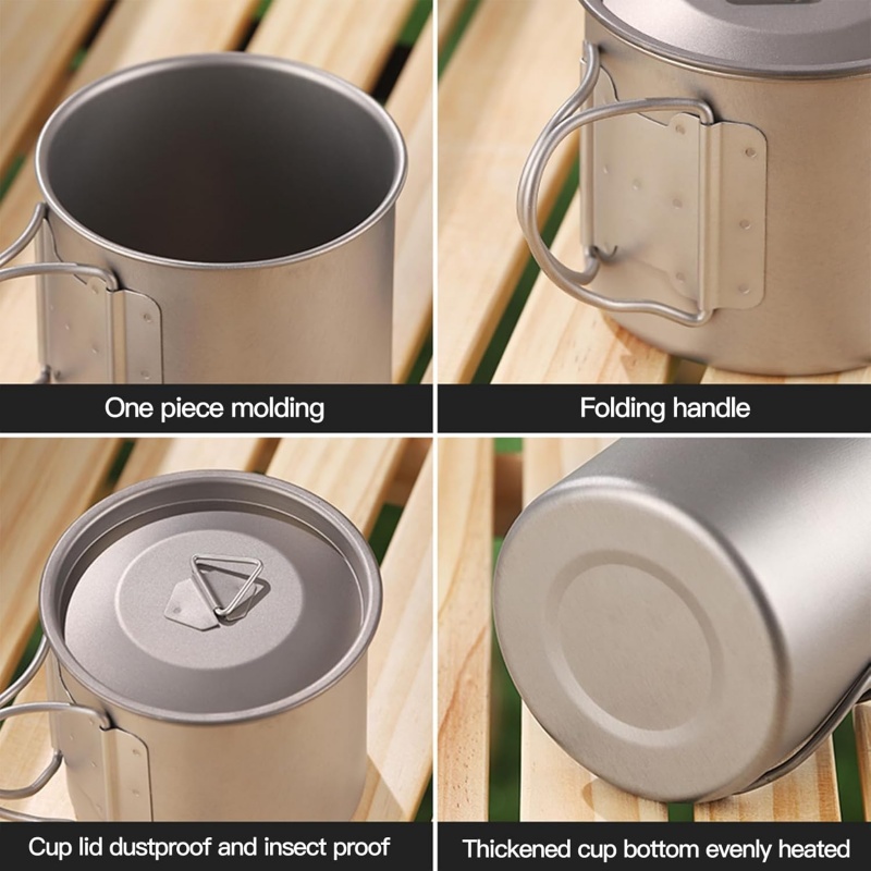 Titanium Camping Mug with Fold - Camping Cooking Lightweight 评论和价格