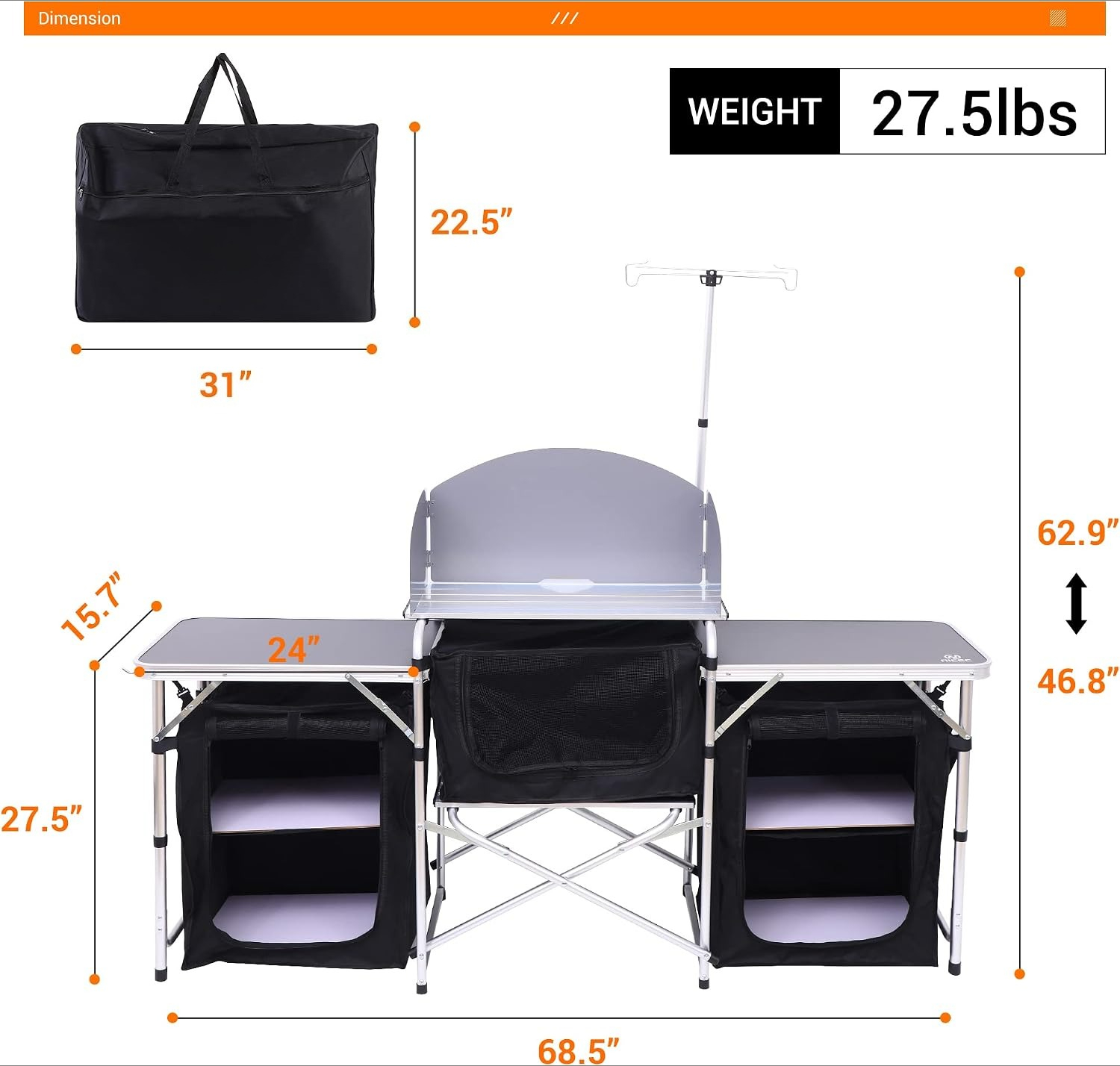 Folding Camping Kitchen Table  - Camping Cooking Table With Windshield 评论和价格