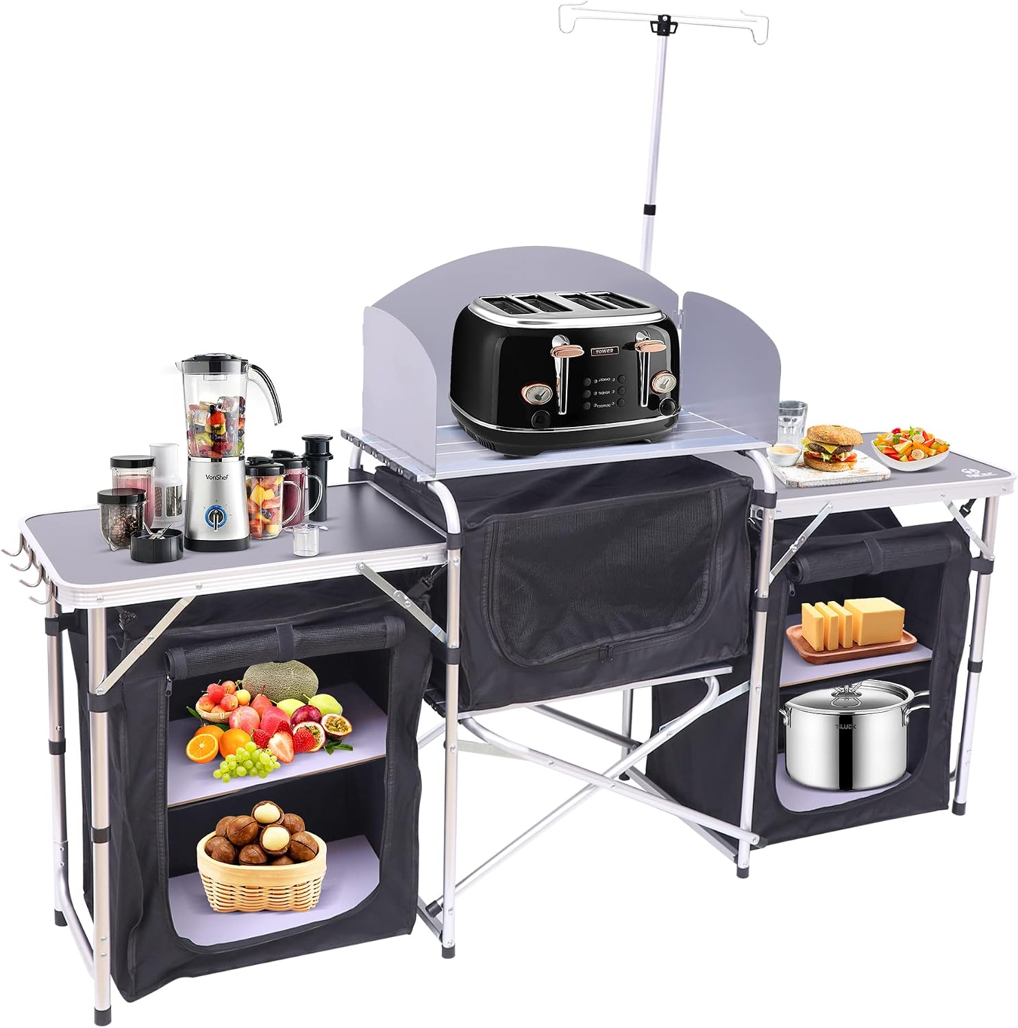 Folding Camping Kitchen Table  - Camping Cooking Table With Windshield 评论和价格