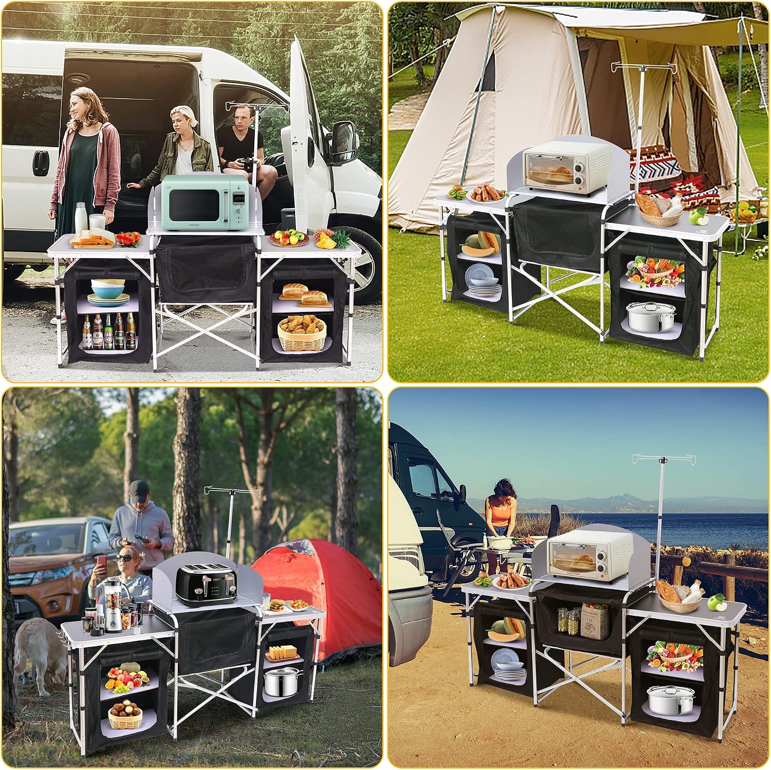 Folding Camping Kitchen Table  - Camping Cooking Table With Windshield 评论和价格