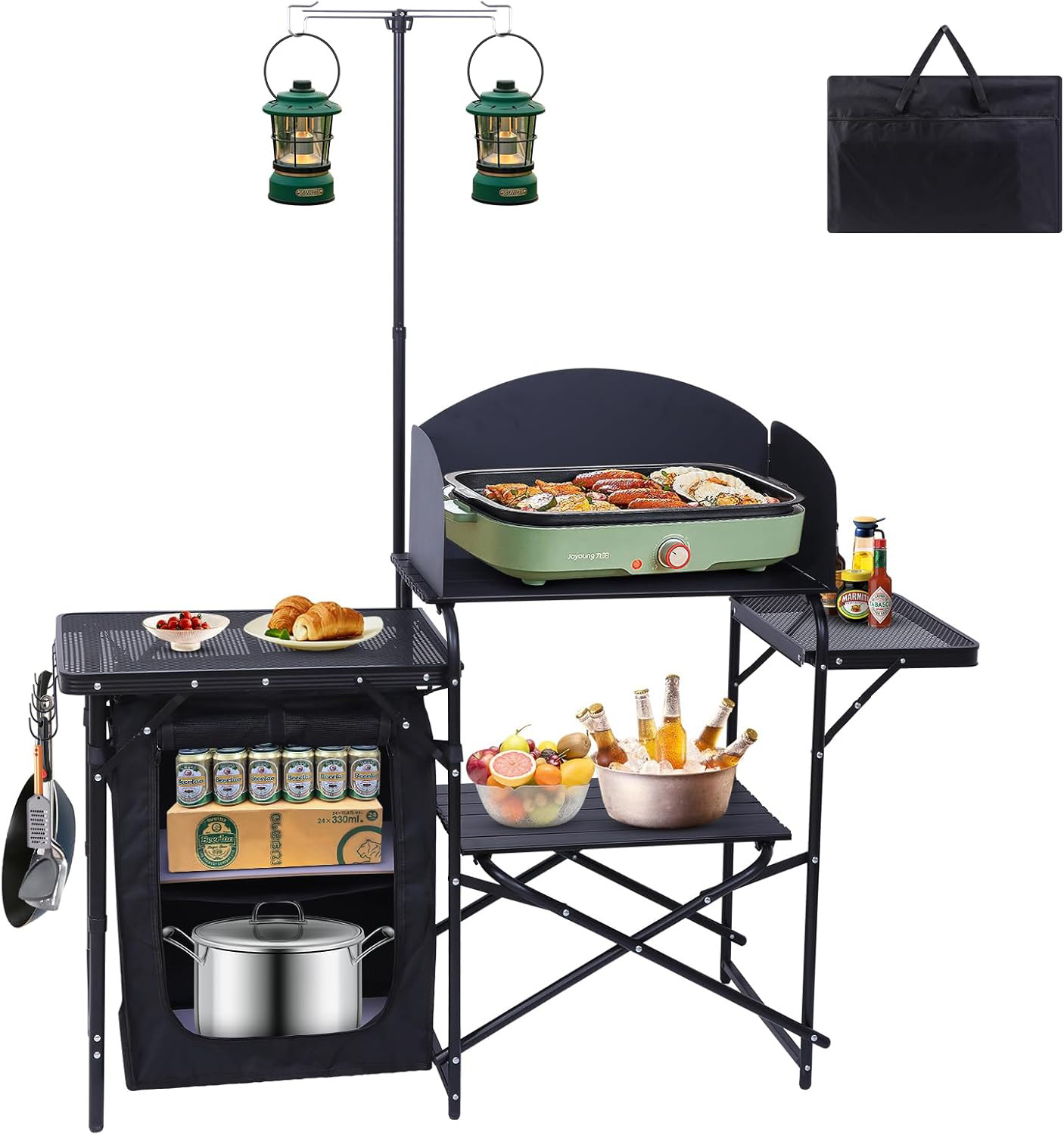 Camping Kitchen Station, Foldi - Camping Cooking Table With Windshield 评论和价格