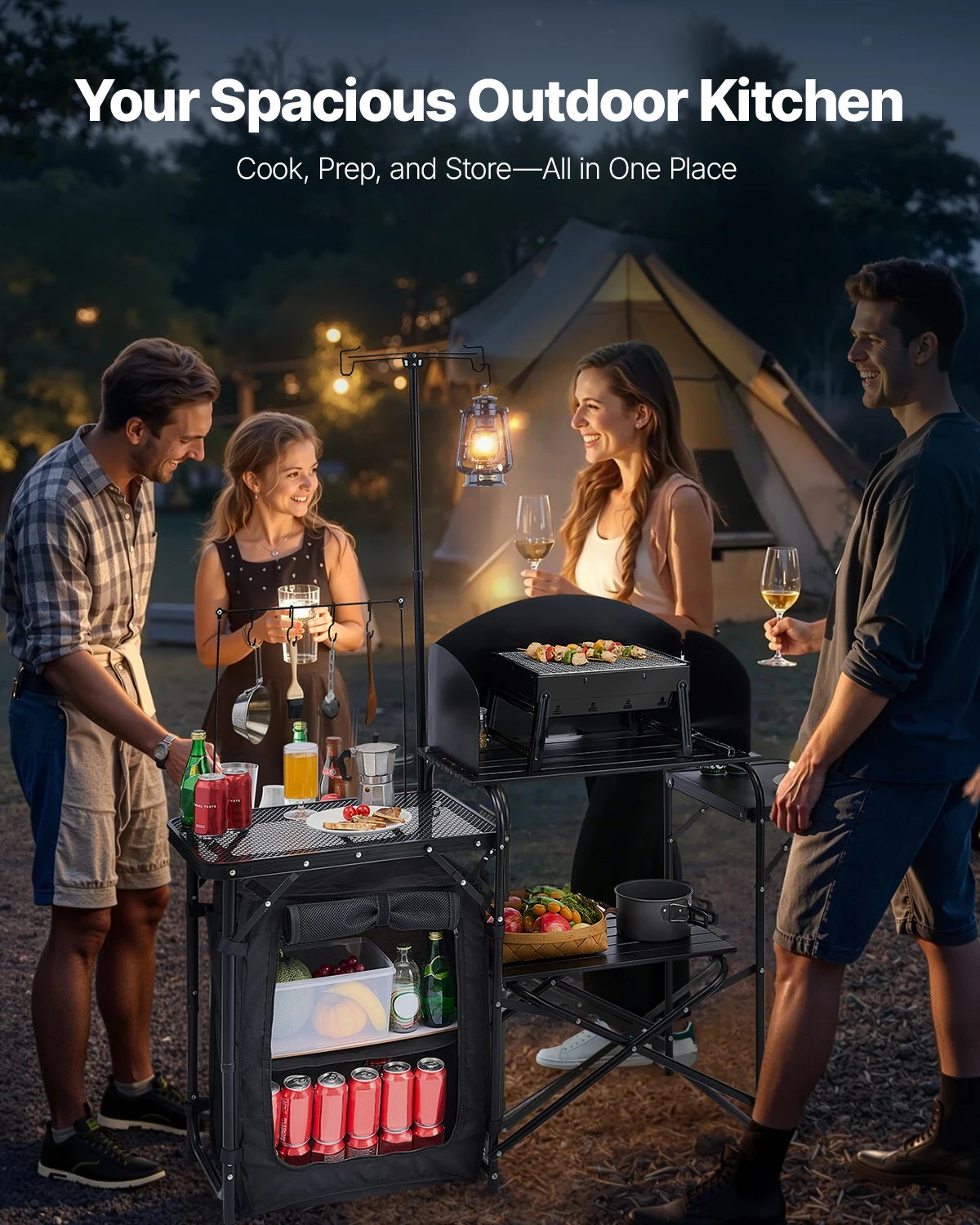 Folding Camping Table Outdoor  - Camping Cooking Cupboard 评论和价格