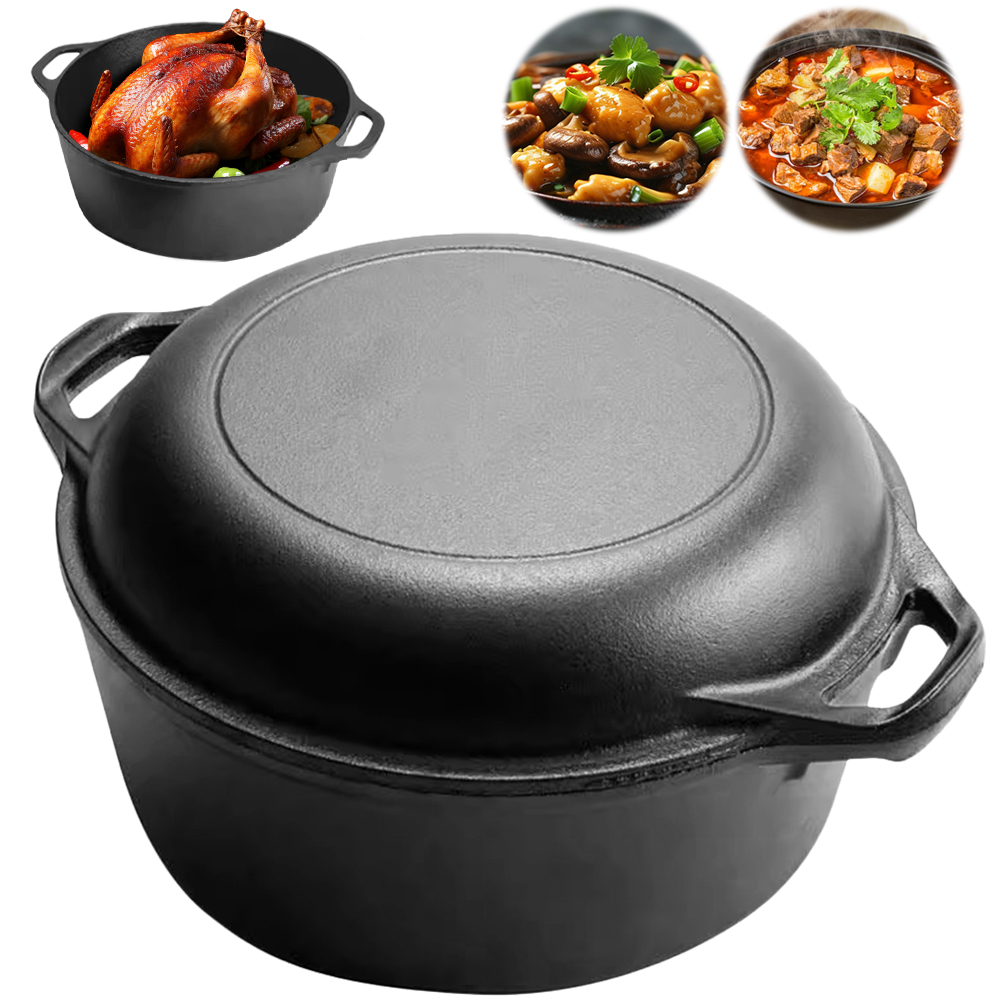 2 in 1 Cast Iron Dutch Oven Po - Camping Cooking Sets 评论和价格