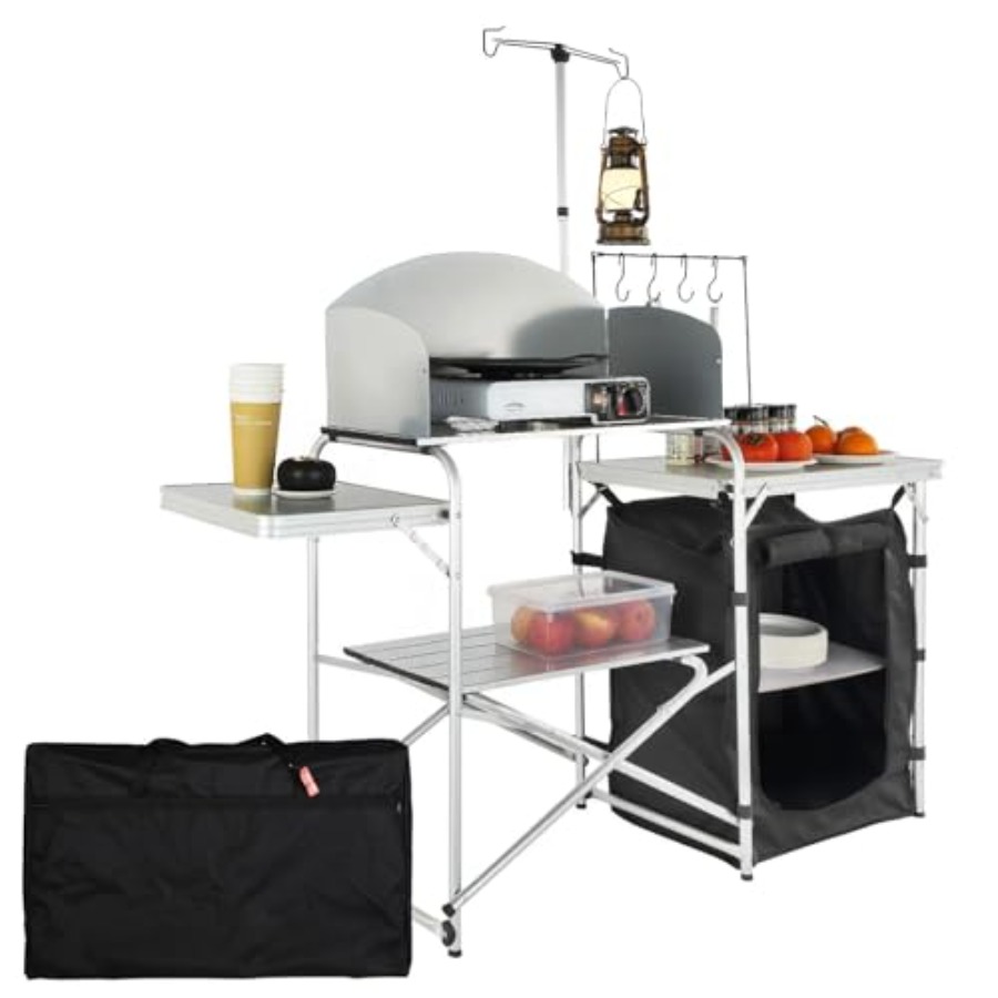 Camping Kitchen Table, Folding - Camping Cooking Cupboard 评论和价格