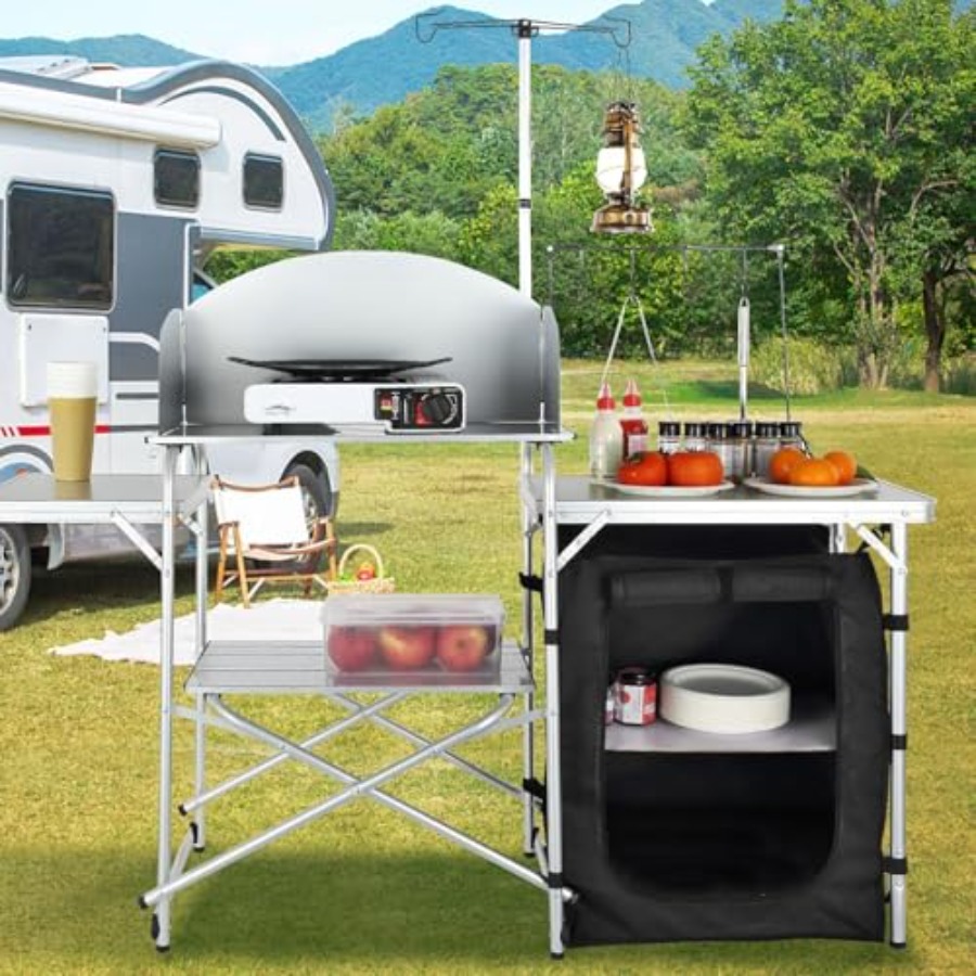Camping Kitchen Table, Folding - Camping Cooking Cupboard 评论和价格