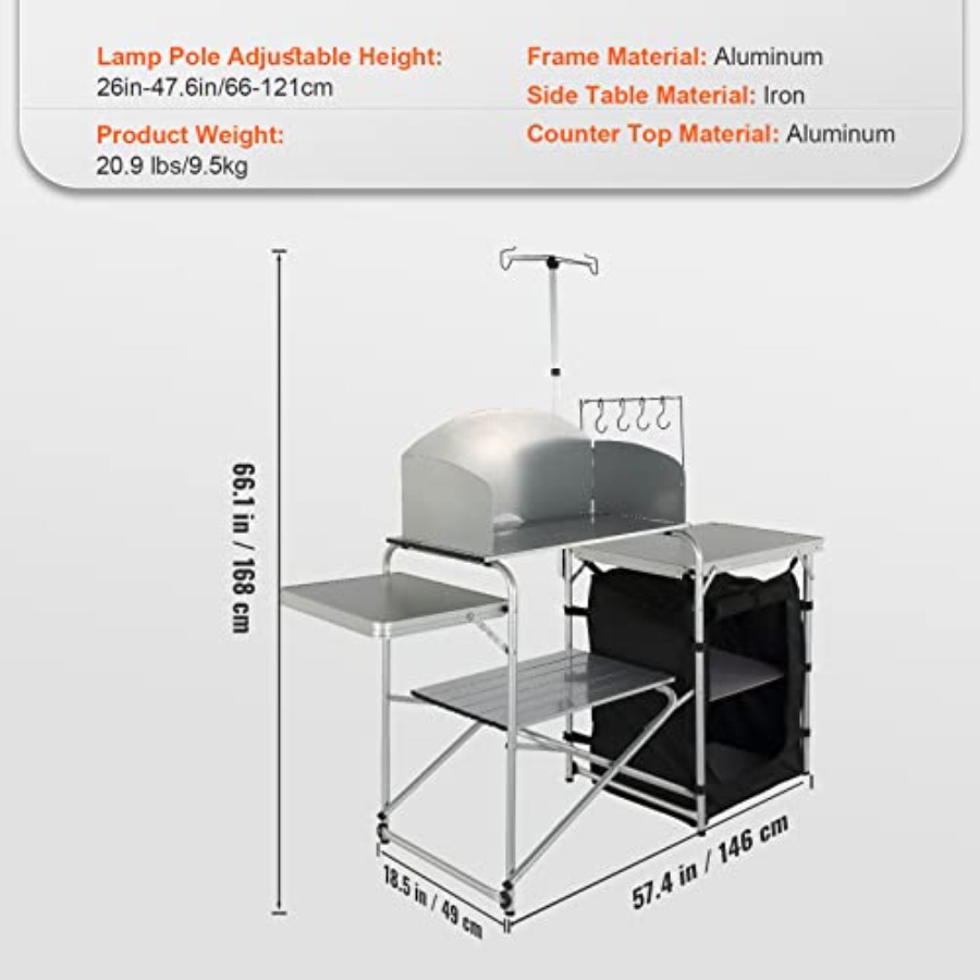 Camping Kitchen Table, Folding - Camping Cooking Cupboard 评论和价格