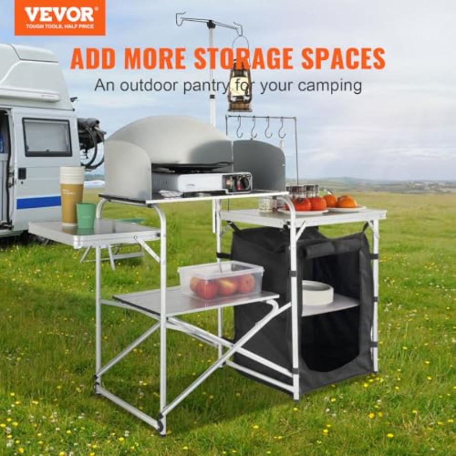 Camping Kitchen Table, Folding - Camping Cooking Cupboard 评论和价格