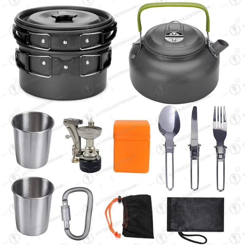 Outdoor aluminum cookware 10-p - Camping Cooking Sets 评论和价格