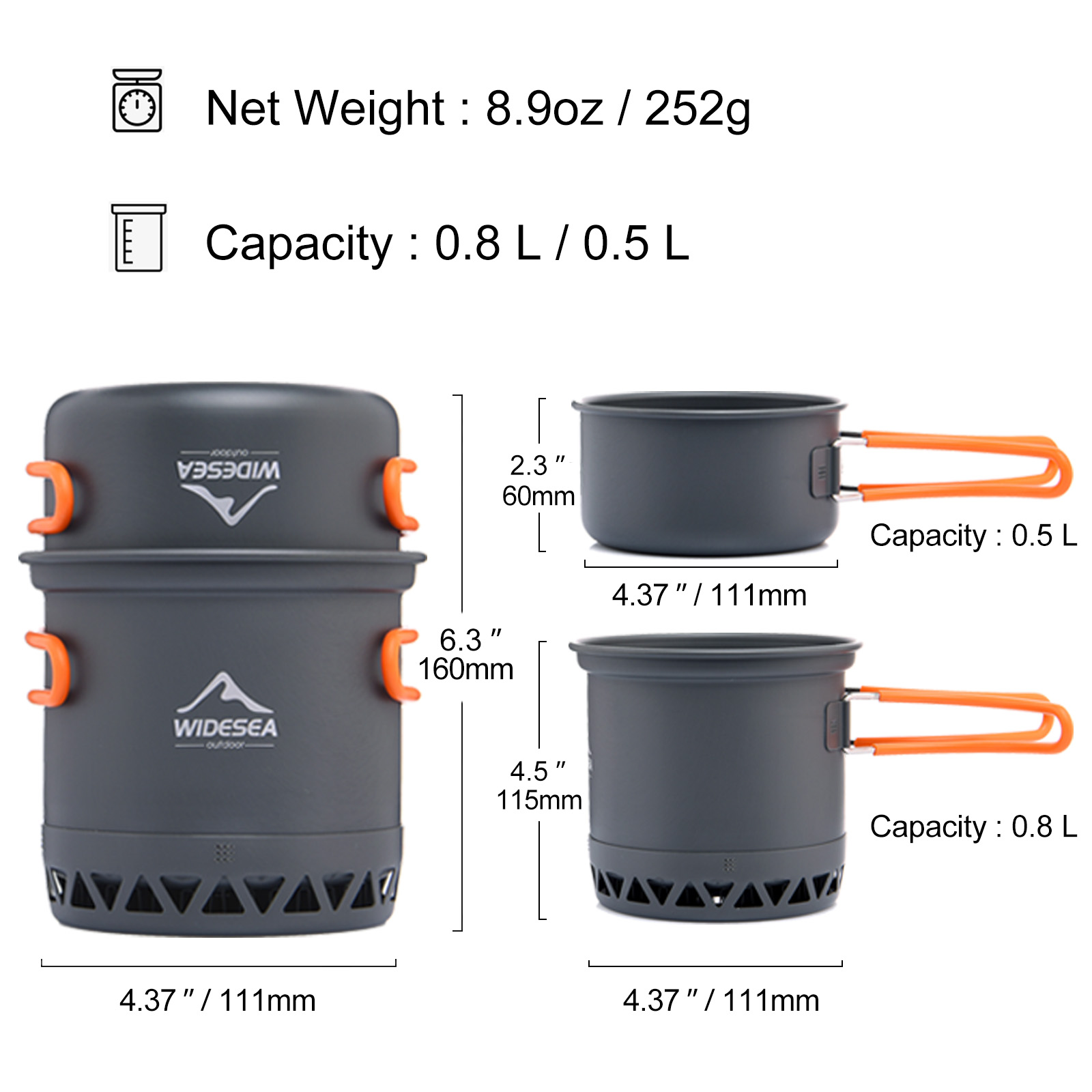 Widesea Camping 1.3L 2.3L Cook - Quechua Camping Cooking Set 评论和价格