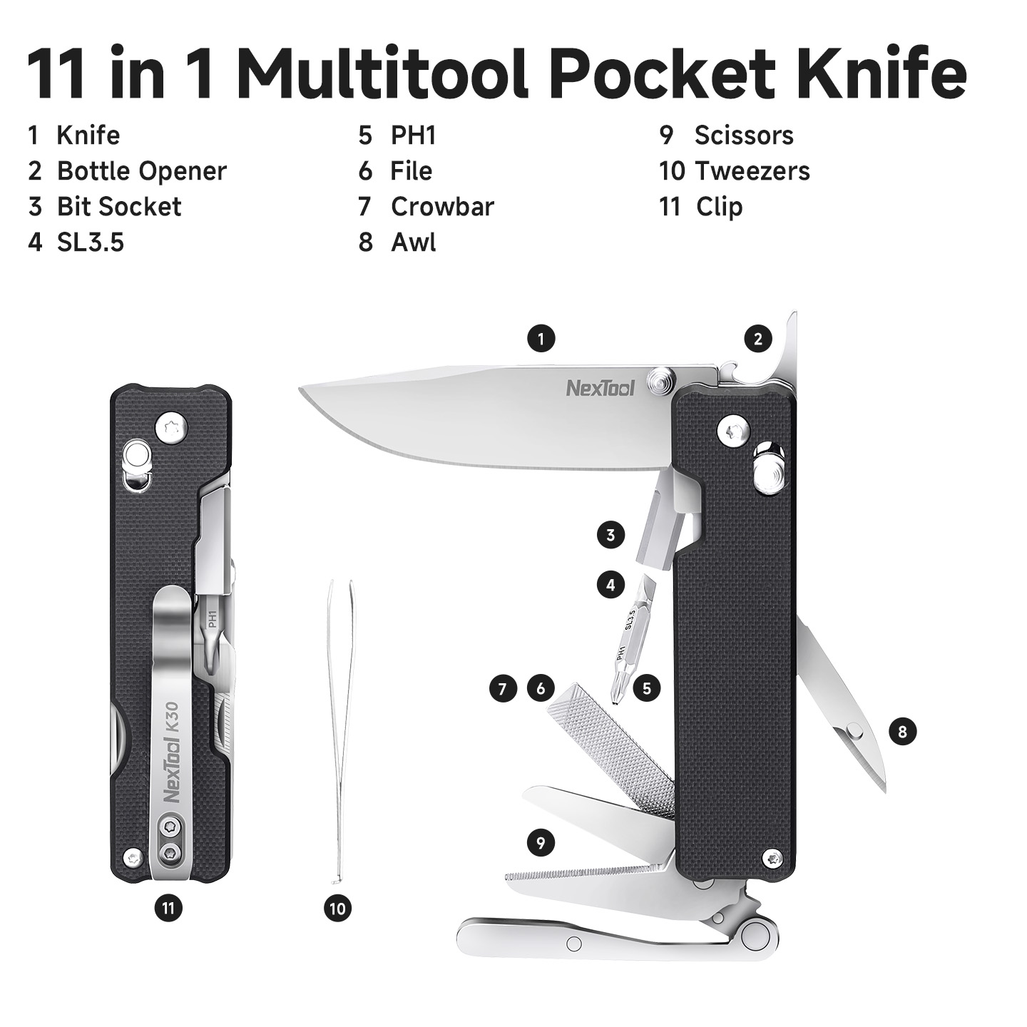 Nextool Knight K30 11-in-1 Mul - Camping Cooking Knife Set 评论和价格