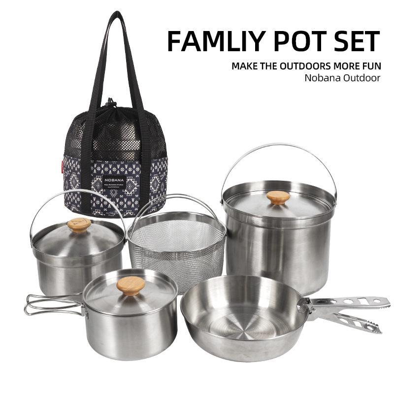NOBANA Newest Outdoor Stainles - Camping Cooking Set With Bag 评论和价格