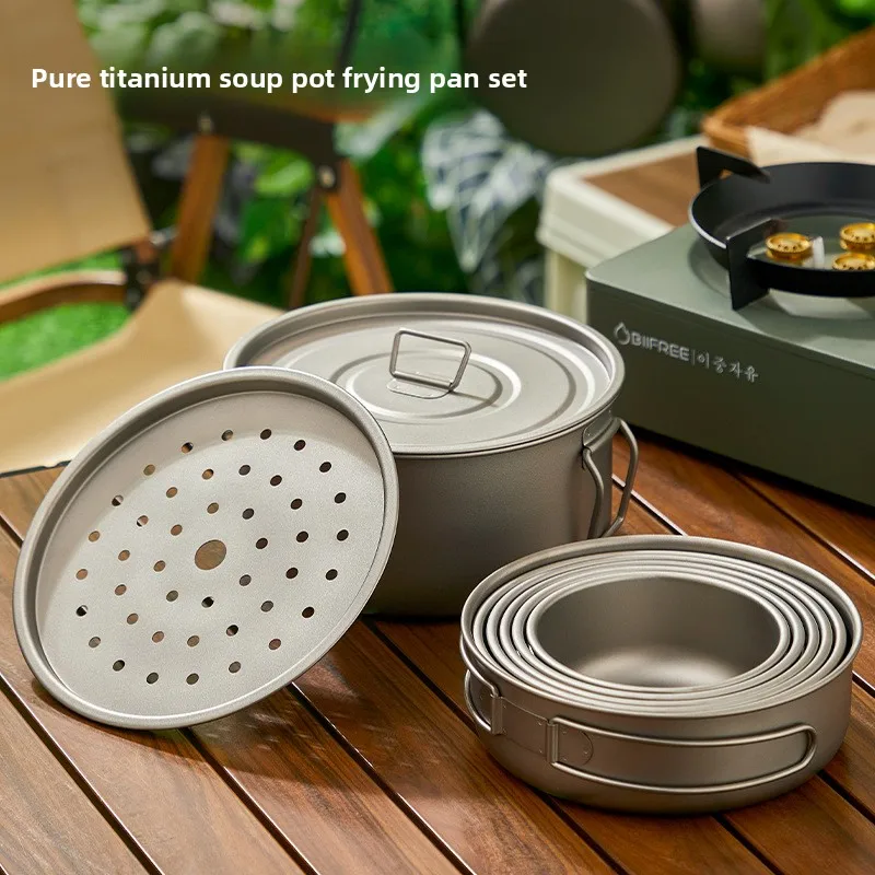 Titanium Outdoor Pot Set Picni - Camping Cooking Set With Bag 评论和价格