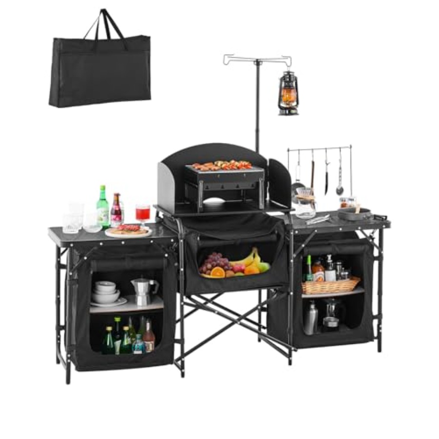 Camping Kitchen Table, Outdoor - Camping Cooking Cupboard 评论和价格