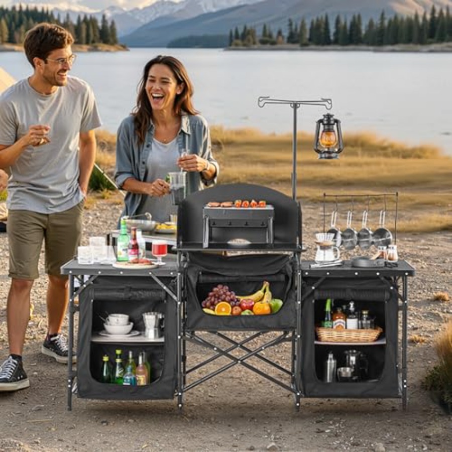 Camping Kitchen Table, Outdoor - Camping Cooking Cupboard 评论和价格