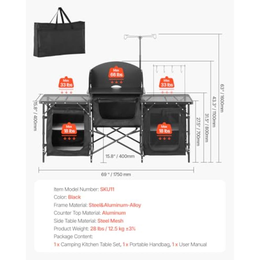 Camping Kitchen Table, Outdoor - Camping Cooking Cupboard 评论和价格