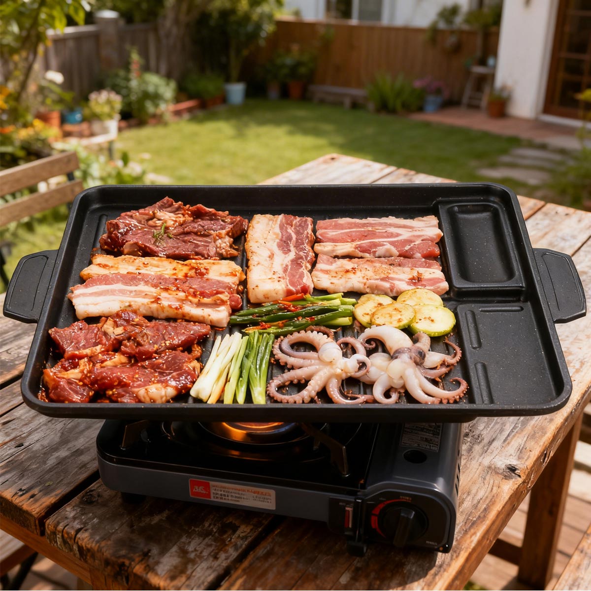 Korean Grill Meat Plate Alumin - Camping Cooking Cupboard 评论和价格