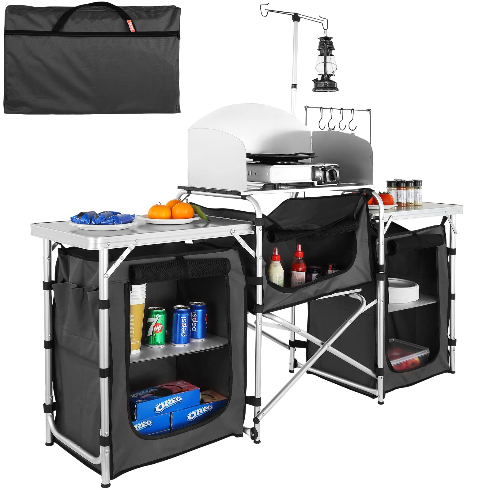 Folding Outdoor Cooking Table  - Camping Cooking Cupboard 评论和价格