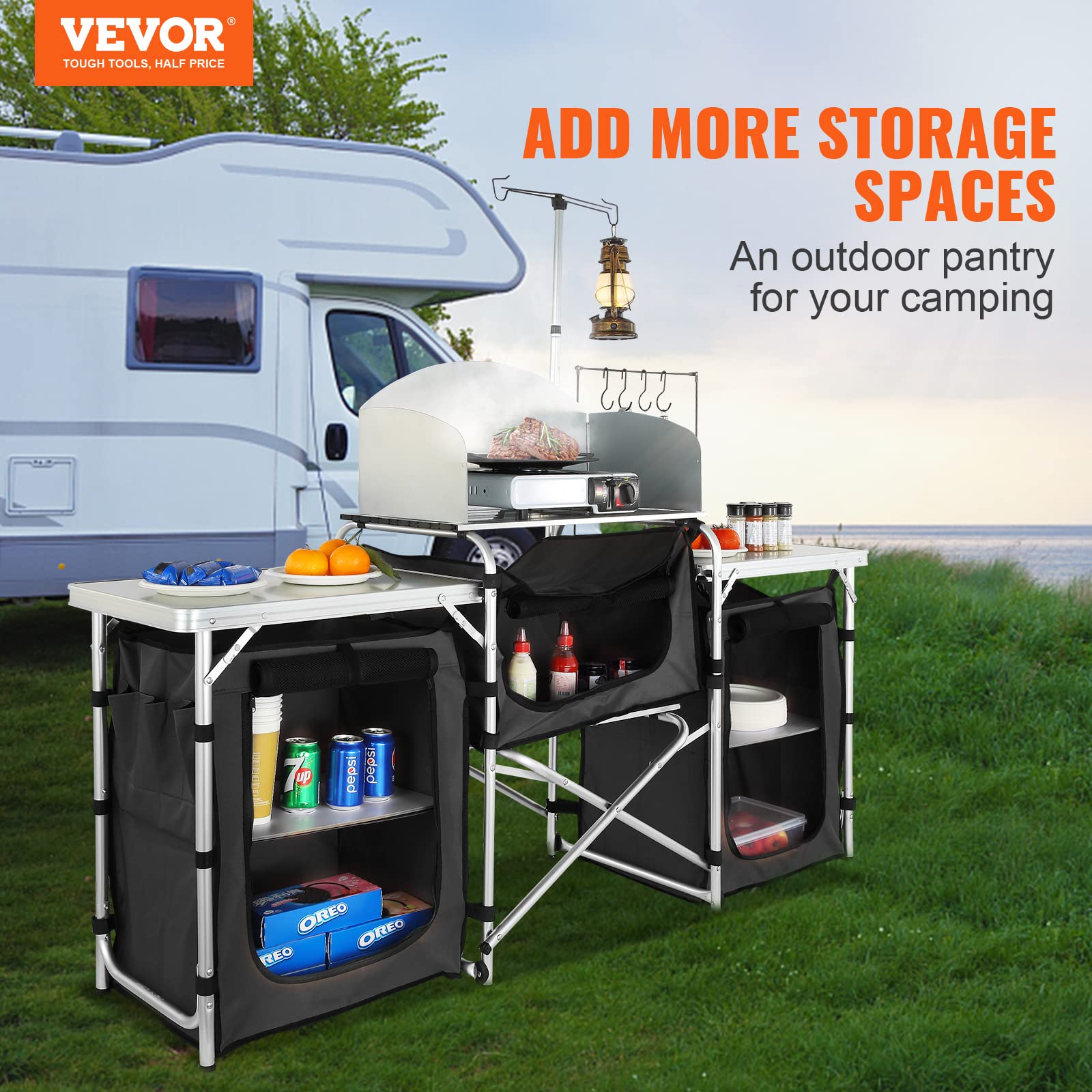 Folding Outdoor Cooking Table  - Camping Cooking Cupboard 评论和价格
