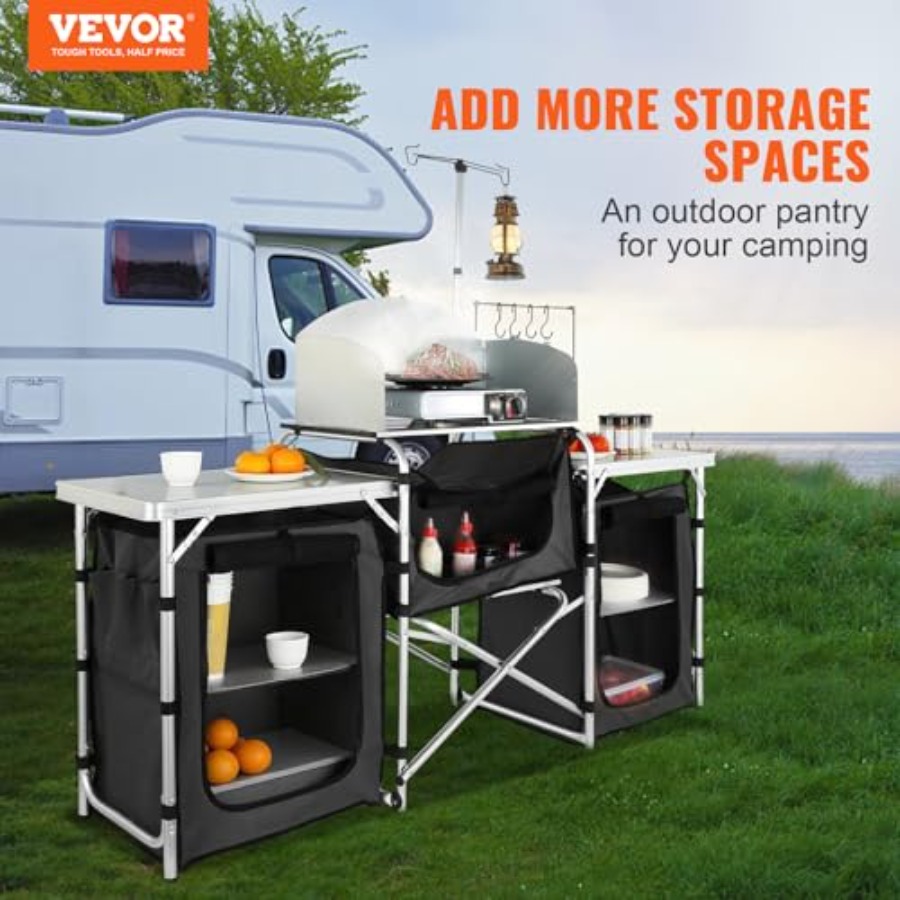 Camping Kitchen Table, Folding - Camping Cooking Cupboard 评论和价格