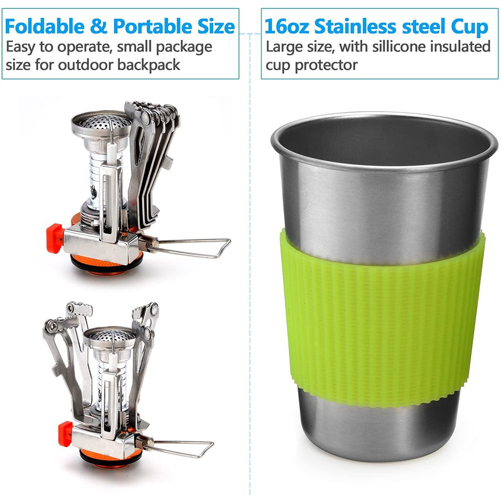 Camping Cookware Kit with Stov - Camping Cooking Set With Bag 评论和价格